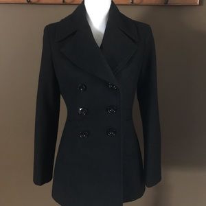 Jones New York Black Wool Pea Coat EUC